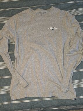Nautica Gray Long Sleeve Logo Tee
